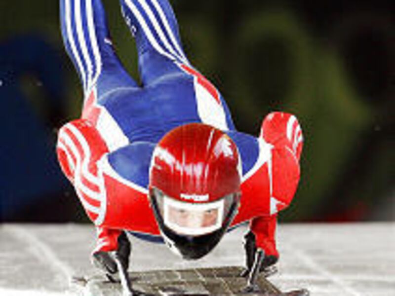 Utahn Zach Lund, jumping on his skeleton during a training session last year, reaped benefits of Utah's Olympic training facilities.