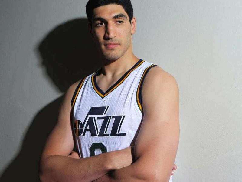 Enes Kanter poses for a photo as the Utah Jazz hold their media day Monday, Sept. 29, 2014, in Salt Lake City at the Zions Bank basketball center.