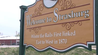 Some people in Strasburg, Colorado, say the the first transcontinental railroad wasn't completed until a railroad line that crossed the Missouri on a bridge at Kansas City was completed at a site just east of Strasburg on Aug. 15, 1870.
