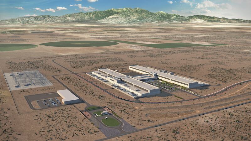Artist's rendering of the planned Facebook data center in Eagle Mountain.
