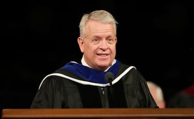 Elder Brent H. Nielson, a General Authority Seventy for The Church of Jesus Christ of Latter-day Saints, speaks during Brigham Young University summer commencement in Provo on Thursday, Aug. 16, 2018.