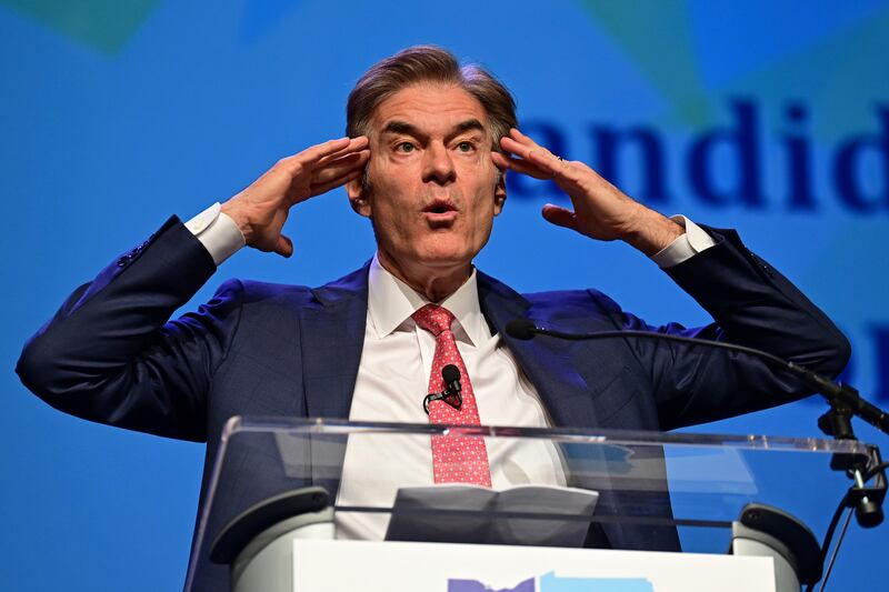 Dr. Mehmet Oz, Republican Senate candidate in Pennsylvania, speaks during a campaign stop.
