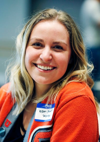 Eden Prawitt of Skyridge High School poses for a photo during the Beyond the March student forum at the Utah State Office Building in Salt Lake City on Monday, March 19, 2018. Beyond the March was held to help create positive local change and continue cru
