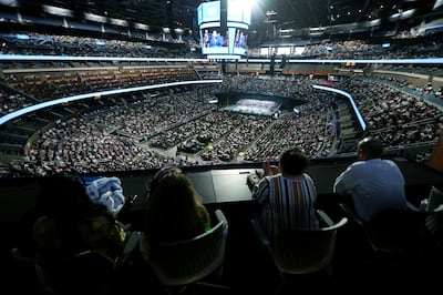 A near-capacity crowd gathers inside the Amway Center in Orlando, Florida, to listen to President Russell M. Nelson and others speak at a devotional on Sunday, June 9, 2019.