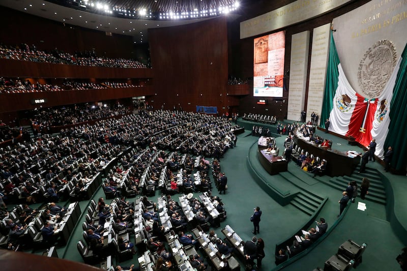 Legislators fill the lower house of Congress at the National Congress in Mexico City.