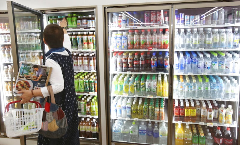Fridges at a 7-Eleven store in Yokohama, near Tokyo.