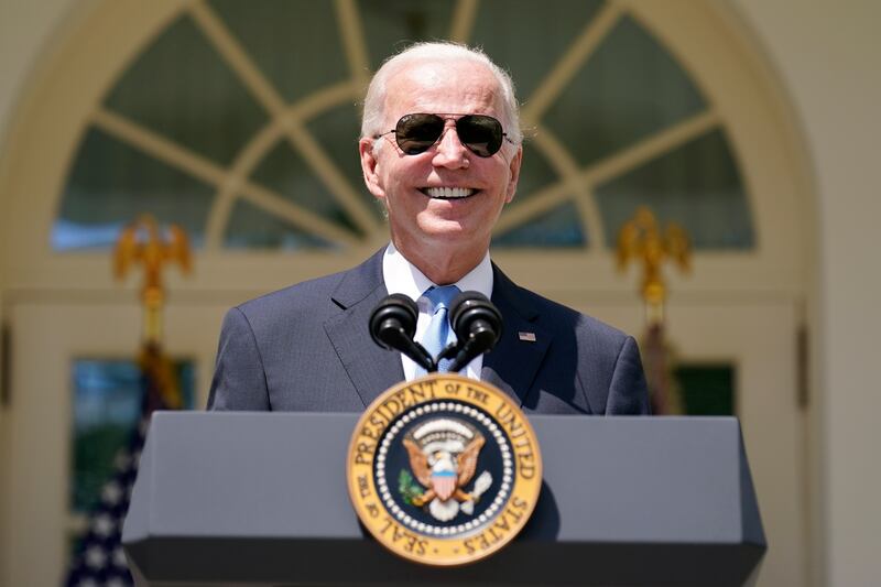 President Joe Biden speaks in the Rose Garden of the White House in Washington on Wednesday, July 27, 2022.