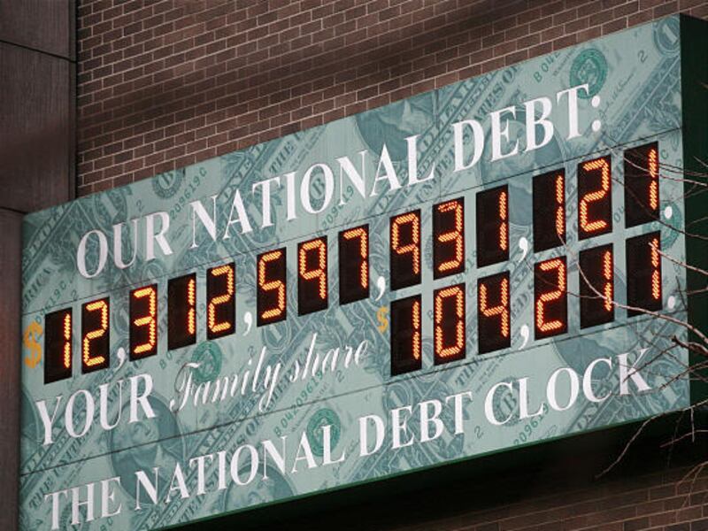 This Feb. 1, 2010, file photo shows the National Debt Clock in New York.