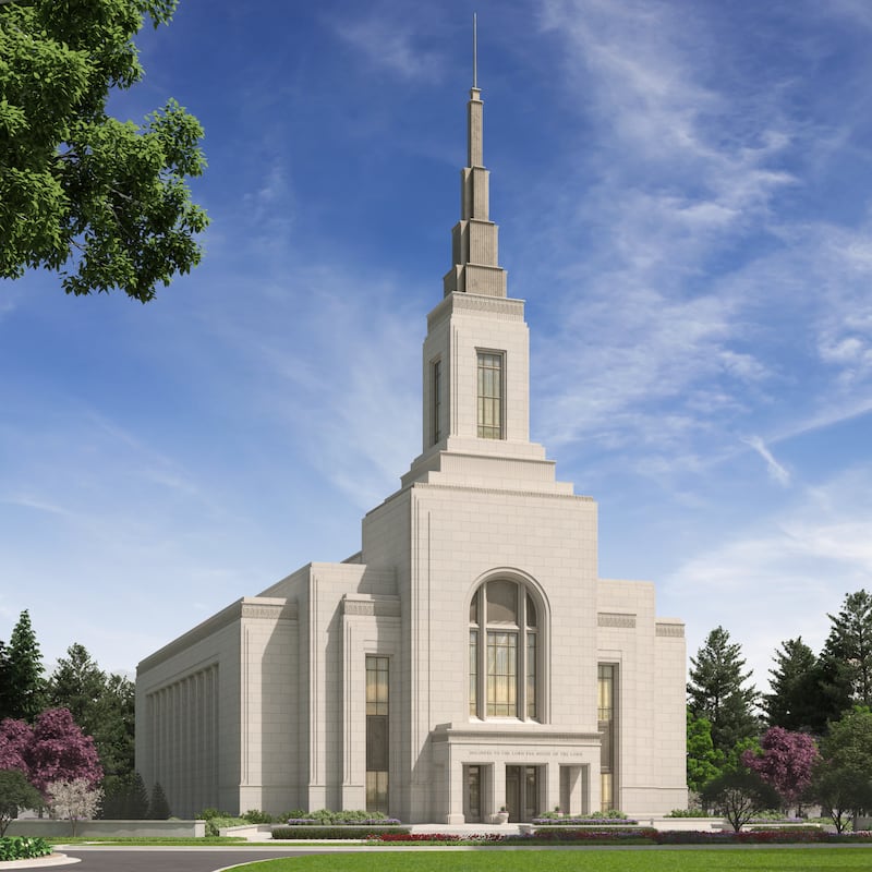 An artist’s rendering of the Burley Idaho Temple.