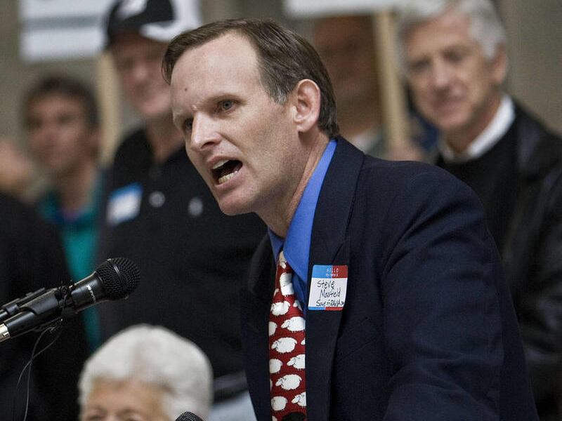 Steve Maxfield speaks at a small rally to announce a petition in opposition of the changes to the GRAMA Act in the Utah State Capitol Rotunda on March 16, 2011. Tuesday, he argued a case against Utah Gov. Gary Herbert before the Utah Supreme Court.