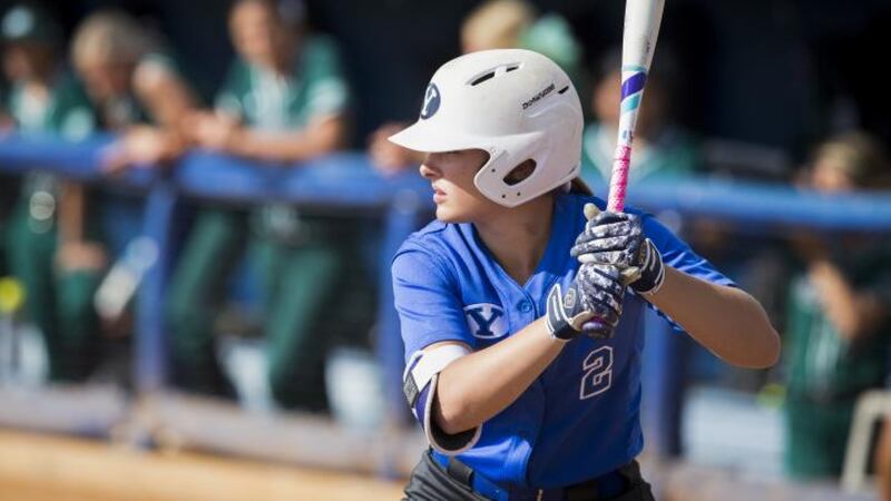 BYU’s Rylee Jensen waits for a pitch. Jensen her BYU teammates open NCAA Regional play Thursday against Virginia Tech.
