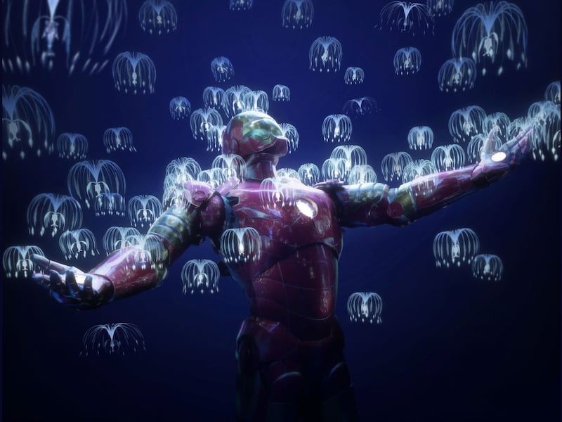 Iron Man is surrounded by woodsprites from "Avatar" in a congratulatory post to Marvel from director James Cameron.