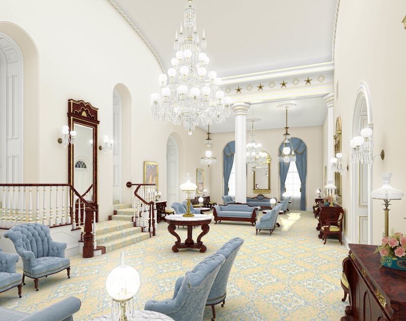 A rendering of the celestial room in the St. George Utah Temple. The temple will close Nov. 4 for extensive renovations.
