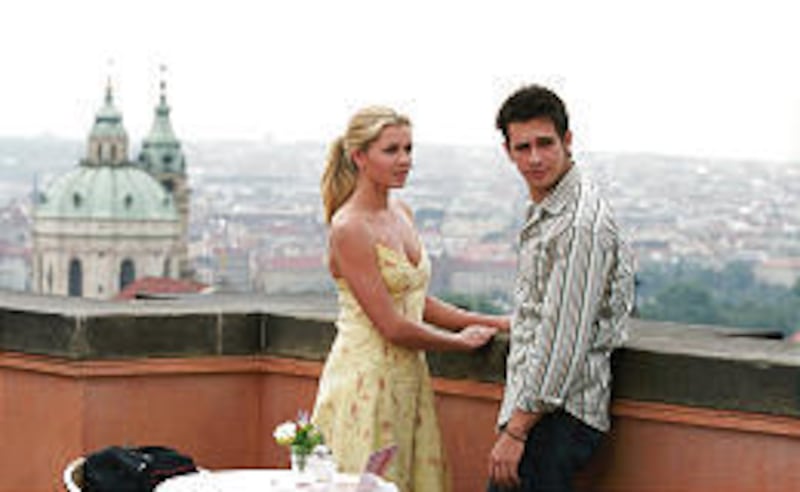 Jessica Boehrs and Scott Mechlowicz in "Eurotrip."