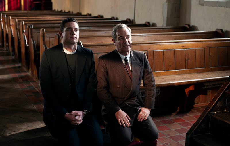 Tom Brittney and Robson Green in “Grantchester” Season 6.