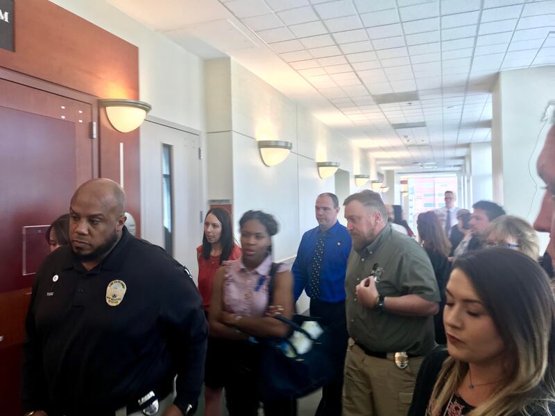 West Valley code enforcement officers attend the sentencing for the man who shot and killed code enforcement officer Jill Robinson at the Scott M. Matheson Courthouse in Salt Lake City on Monday, May 6, 2019. Kevin Wayne Billings was sentenced to life in