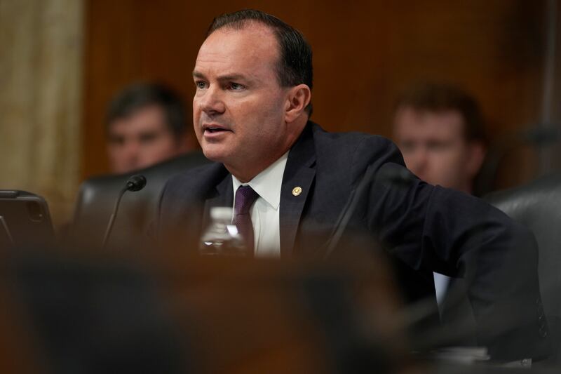 Sen. Mike Lee, R-Utah, speak during a Senate Energy and Natural Resources Subcommittee on National Parks hearing on Capitol Hill in Washington, Wednesday, May 10, 2023.