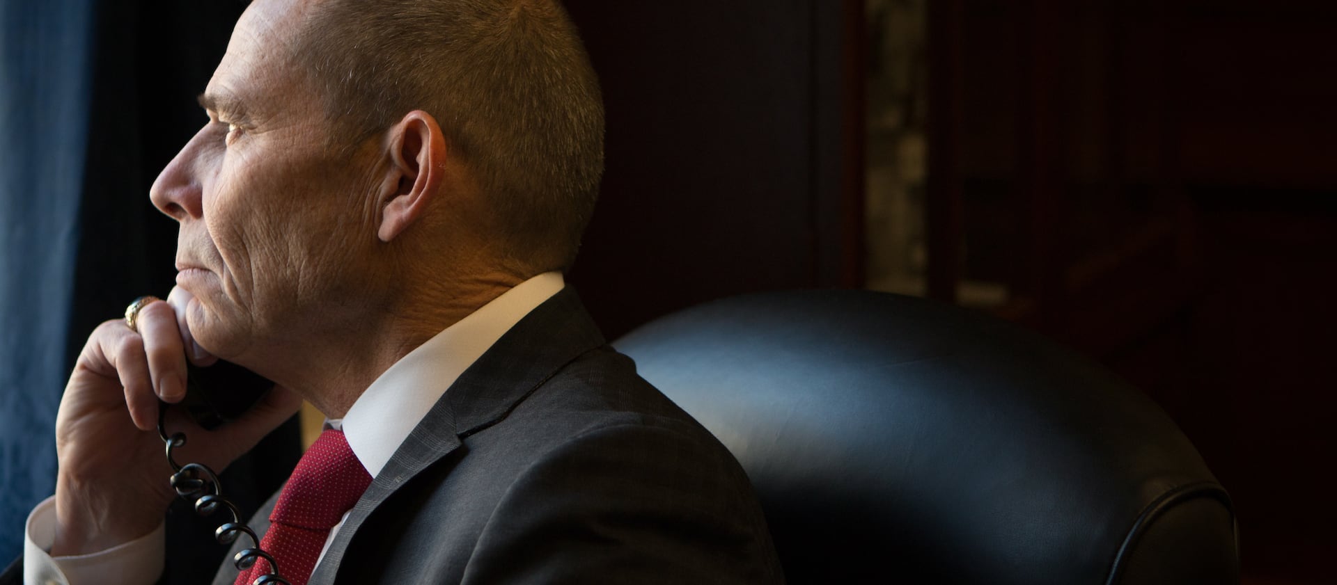 Rep. John Curtis, R-Utah, coordinates logistics in his new office on Capitol Hill during his first day in Washington, D.C., on Monday, Nov. 13, 2017.