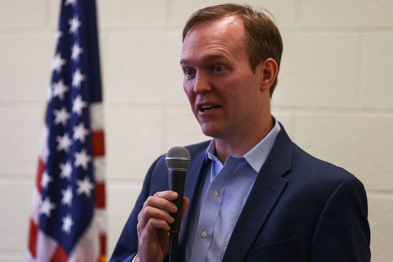FILE - Congressman Ben McAdams speaks during a town hall meeting at the Redwood Recreation Center in West Valley City on Saturday, Jan. 19, 2019. McAdams voted Thursday to block the Trump administration from exiting the Paris climate agreement, while the