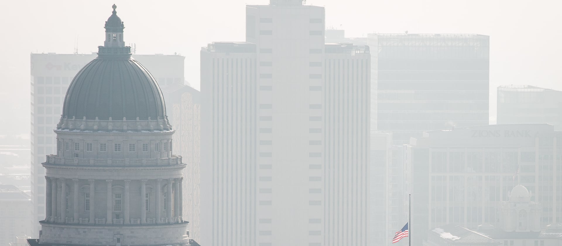 Smog covers Salt Lake City as an inversion lingers on Sunday, Dec. 9, 2018.