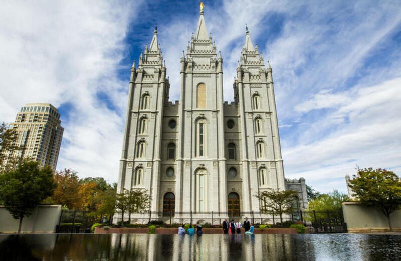 FILE: The Temple Square reflecting pool during the morning session of the 185th Semiannual General Conference of The Church of Jesus Christ of Latter-day Saints in Salt Lake City.