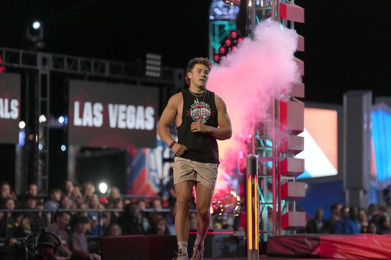 Kai Beckstrand, the Season 17 "American Ninja Warrior" champion, is pictured during the national finals for Season 18.