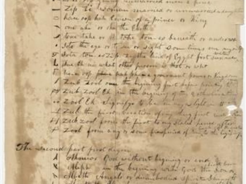 A digital image of the “Egyptian Alphabet,” circa July–October 1835.