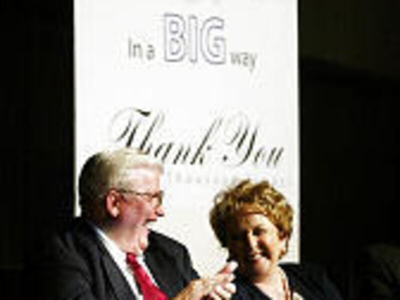 Ira and Mary Lou Fulton enjoy a thank-you celebration Thursday.