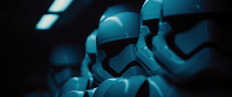 Stormtroopers in “Star Wars: The Force Awakens.”