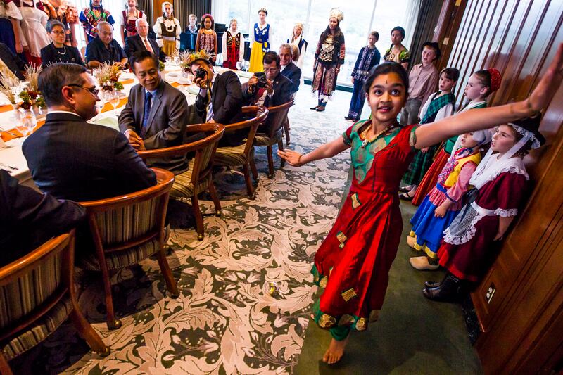 The International Children's Choir sings for the members of the Vietnam Government Committee for Religious Affairs at the Joseph Smith Memorial Building in Salt Lake City on Friday, Oct. 2, 2015.