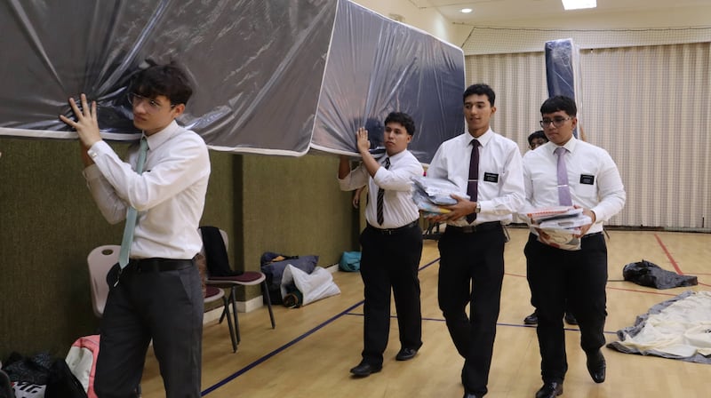 Volunteers and missionaries from The Church of Jesus Christ of Latter-day Saints prepare items for those affected by twin earthquakes in Venezuela on Saturday, June 27, 2026.