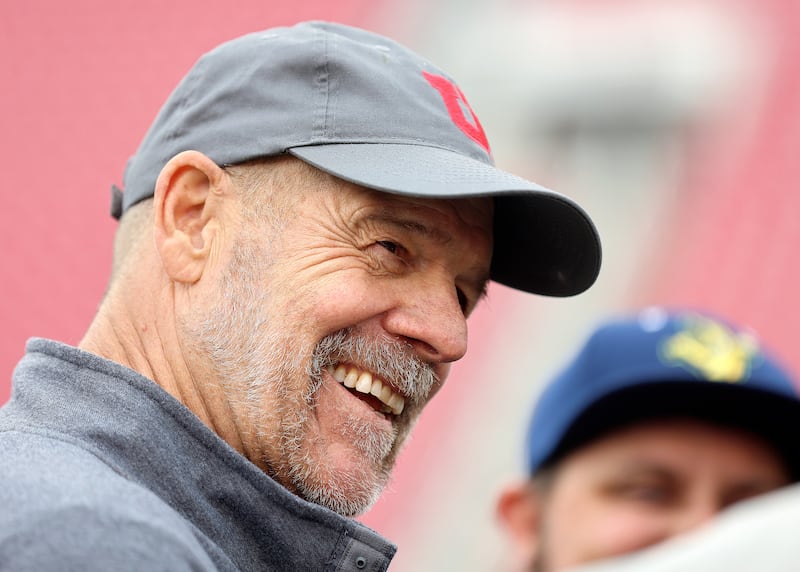 Crimson Collective board member Charlie Monfort talks to members of the media during the Crimson Collective launch event.