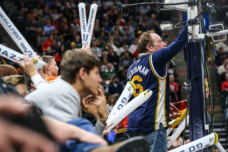 FILE: Utah Jazz fans boo Philadelphia 76ers as the Utah Jazz and the Philadelphia 76ers play an NBA basketball game at Vivint Smart Home Arena in Salt Lake City on Thursday, Dec. 27, 2018.
