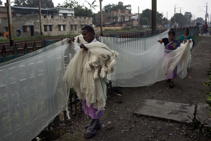 Members of the Gandhiji House of Love gather bandages used for leprosy patients in Titagarh, north of Kolkata, India, on Sept. 3, 2016. Some California parents are worried of an outbreak of leprosy, but the fear is irrational, as the ancient disease is ea