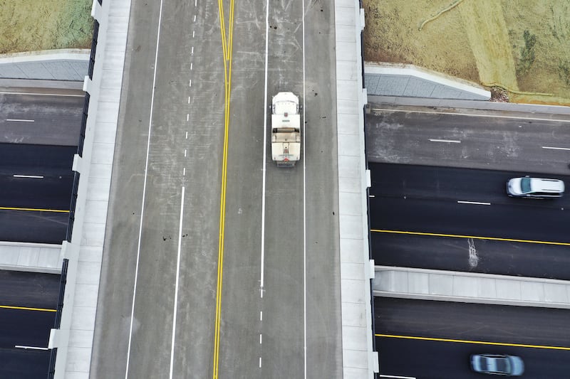 Traffic moves on U.S. 89 and Antelope Drive after the final interchange on U.S. 89 was opened in Layton on Nov. 1, 2022.