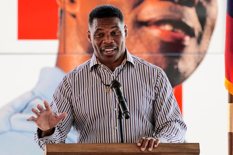Republican candidate for U.S. Senate Herschel Walker speaks during a campaign stop in Dawsonville, Ga., Oct. 25, 2022.