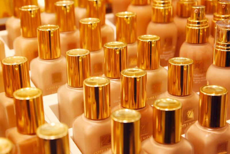 A display of Estee Lauder cosmetics is shown in New York.