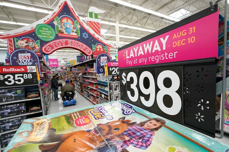 In this Friday, Nov. 9, 2018, photo toys are displayed at a Walmart Supercenter in Houston. The world’s largest retailer delivered strong third-quarter results Thursday, Nov. 15, extending a streak of sales growth into its 11th straight quarter that showed it’s pulling shoppers online and in the store. It also raised profit expectations for the year heading into the holiday shopping season. (AP Photo/David J. Phillip)
