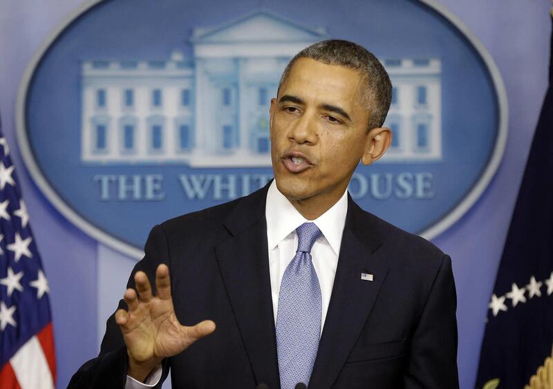 President Barack Obama speaks in the James Brady Briefing room of the White House in Washington, Monday, Sept. 30, 2013. Obama said a government shutdown would throw a wrench into the gears of U.S. economy.