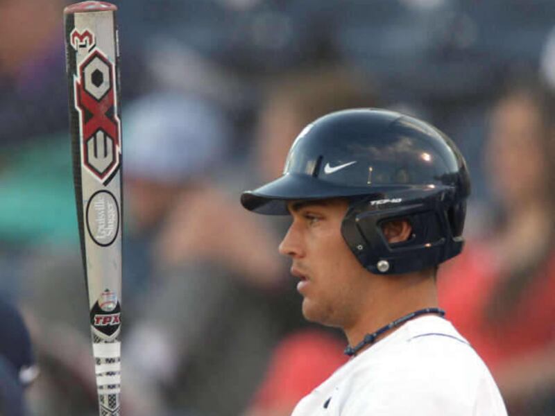 Brigham Young University baseball player Jacob Hannemann waits to bat during the game with San Francisco in Provo Thursday, May 9, 2013. Hannemann was as a recruited as a football player and is now getting looked at by MLB scouts.