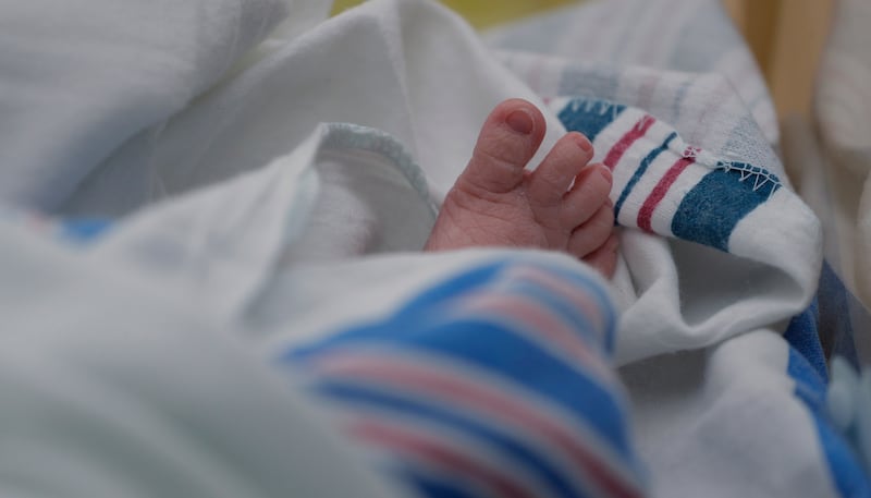 The toes of a baby born to a mom with COVID-19 are seen at DHR Health, July 29, 2020, in McAllen, Texas.