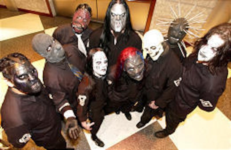 Leather horror-movie masks are among metal band Slipknot's hallmarks.