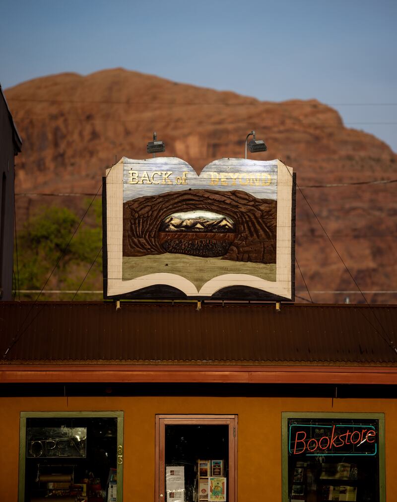Back of Beyond Books in Moab is pictured as the sun rises on Thursday, March 31, 2022.