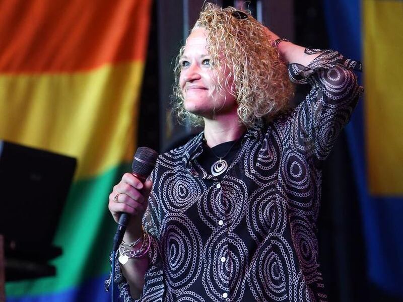 Jackie Biskupski, a former member of the Utah House of Representatives, celebrates the U.S. Supreme Court decision at Club Sound in Salt Lake City on Wednesday, June 26, 2013. By a 5-4 vote, the Supreme Court ruled that the Defense of Marriage Act, the la