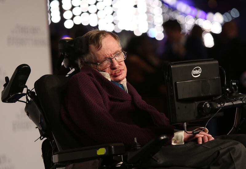 Professor Stephen Hawking arrives on the blue carpet for the UK premiere of The Theory Of Everything at the Odeon in Leicester Square, central London, Tuesday, Dec. 9, 2014. (Photo by Joel Ryan/Invision/AP)