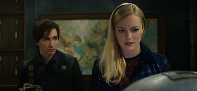 Robert Sheehan as Tom Natsworthy and Leila George as Katherine Valentine in “Mortal Engines.”