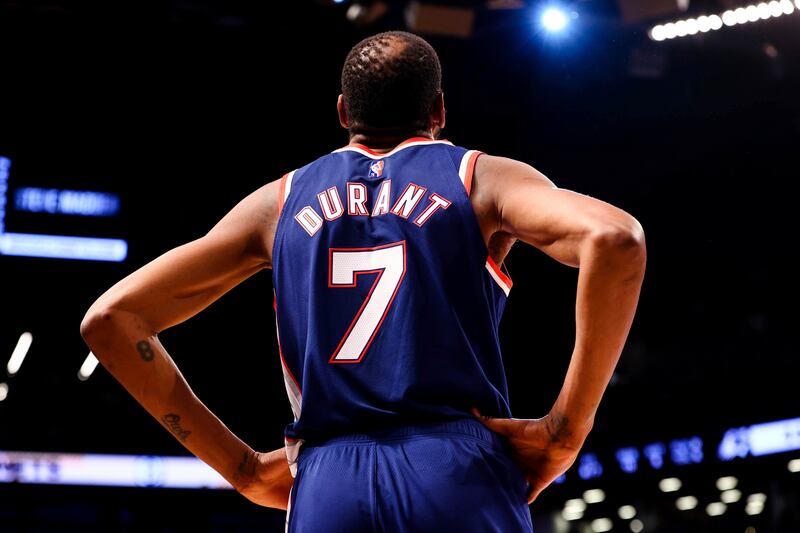 Brooklyn Nets forward Kevin Durant (7) has reportedly been traded to the Phoenix Suns for multiple players, per reports.