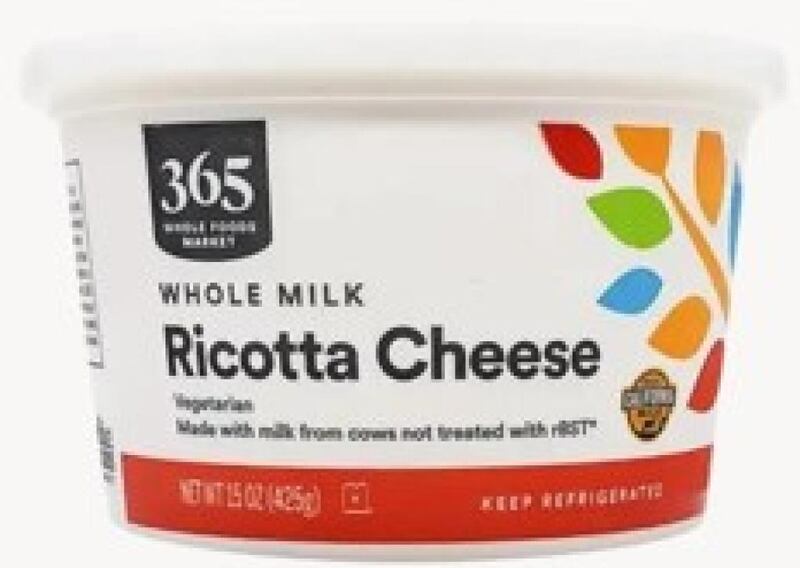 Whole Foods Market 365 brand of Ricotta Cheese is one of several items being recalled after being linked to a listeria outbreak.