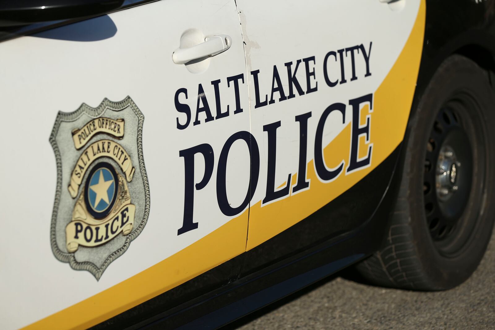 A Salt Lake police vehicle is pictured at the Matheson Courthouse in Salt Lake City in 2019.