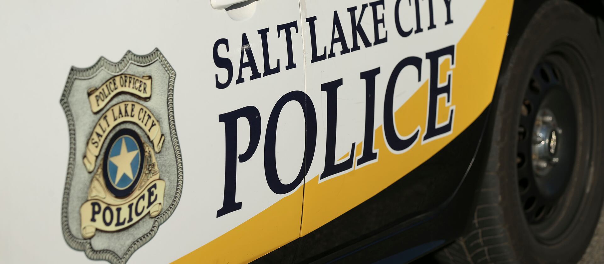 A Salt Lake police vehicle is pictured at the Matheson Courthouse in Salt Lake City in 2019.